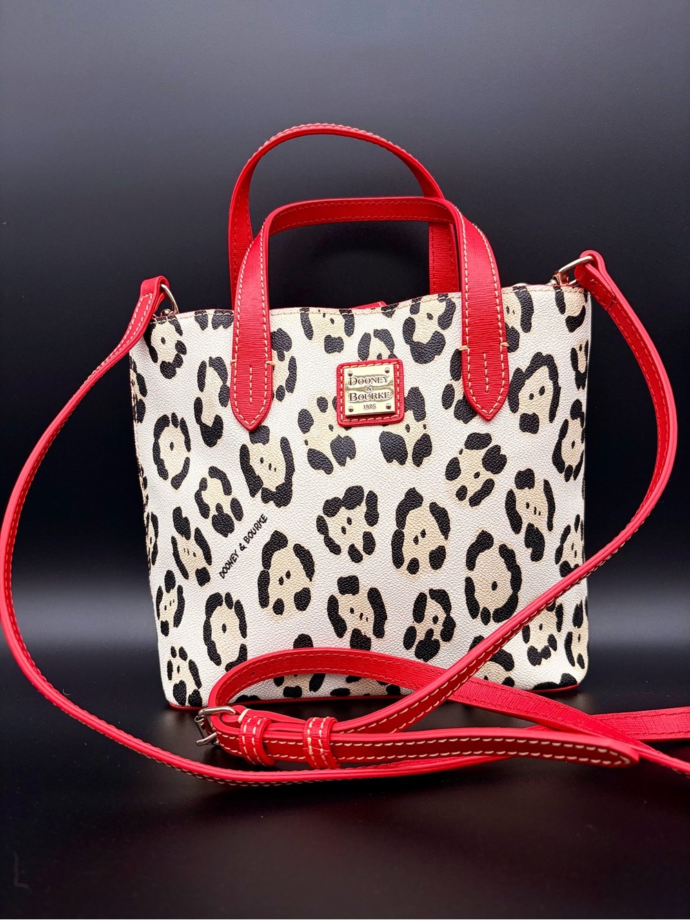 Dooney & Bourke Animal Print Ruby Satchel Leopard Medium Bucket Handbag Purse